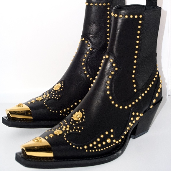 Versace Shoes - Versace Women’s Studded Leather Cowboy Ankle Boots